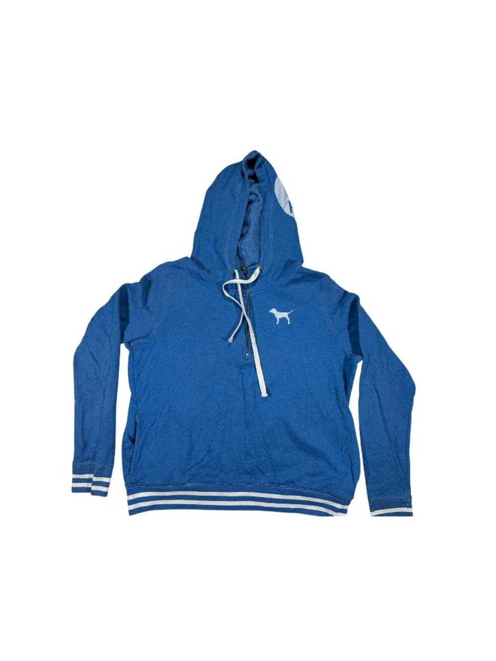 Victorias Secret PINK Womens Blue Hoodie Size L Zip Front Drawstring Casual